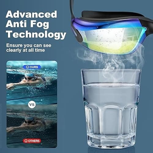 Swimming Goggles, 2 Pack Goggles Swimming Adult with Nose Clip & Earplugs Anti Fog No Leaking Clear Vision for Adult Women Swimming Pool — view 4