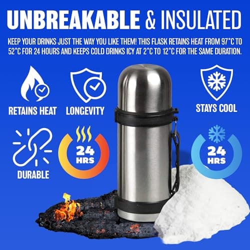 1.5L Stainless Steel Hot N Cold Vacuum Flask - Tea, Coffee, Warm Drink | 1.5 Litre | with Built in Carry Handle | Portable, Travel Cup with Lid | Multi Purpose — view 5