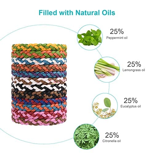 OSDUE 12 Pack Mosquito Repellent Bracelet, Waterproof Anti-Mosquito Wristbands, Adjustable Leather & EVA, DEET-Free Natural Wristbands for Adults, Kids & Babies, 300 Hour Insect Repellent Protection — view 4