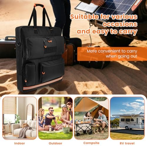 VAVPUP Folding Solar Panel Storage Bag, Oxford Waterproof Carry Case with Shoulder Strap & Zipper, Portable for Jackery Solar Saga 100W 100X 200W, Outdoor Camping Travel(black) — view 6