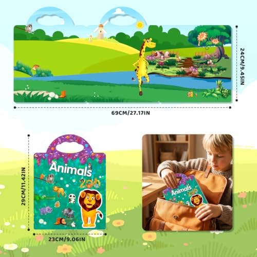 GUYUCOM 4 Pack Reusable Sticker Books, Toddler Travel Toys, 3D Clear Animal Vehicles Space Dinosaur Sticker Book, Suitable for Children's Educational Learning Toy Birthday Gifts — view 3