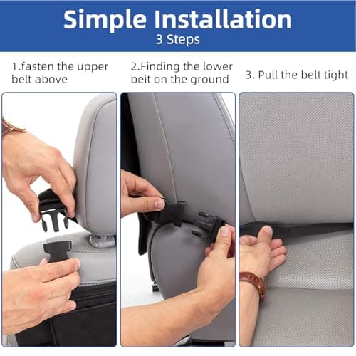 Car Back Seat Protector, 2 Pack Car Seat Kick Mats & Protector, Waterproof Seat Back Protectors with 3 Storage Pockets, Anti-Kick Scratch & Stain Resistant, 70 x 50cm (Black) — view 5