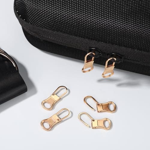 SAVITA 6pcs Detachable Zipper Pulls, Metal Zipper Puller Tab Replacement Fixer Repair Kit for Clothing Jackets Pants Coat Suitcase Bags Backpacks Luggage Purses (Gold) — view 3