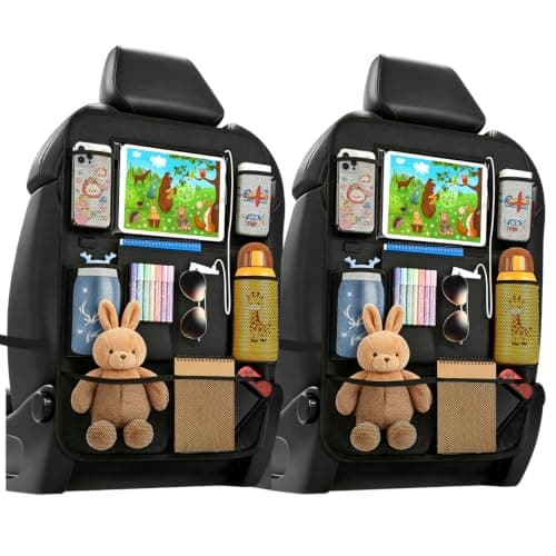 Hounyou 2 Pcs Car Seat Organiser, 40x60cm Car Storage Organiser Back Seat, Road Trip Essentials, with Tablet Holder, for Storage Toys, Books, Drinks