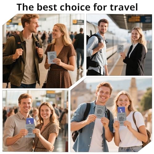 Cinocratic Passport Holder for Travel Accessories,RFID Blocking PU Leather Passport Cover Wallet Card Case for Men and Women (Grey) — view 5
