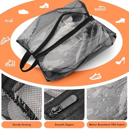 jwtyu 1 Piece Shoe Bags for Travel Black Shoe Bag Waterproof TPU Mesh Shoe Travel Bag with Zipper for Travelling or Home Storage — view 3