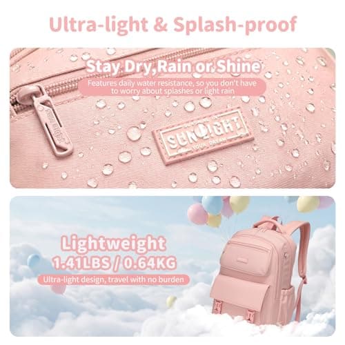 SUN EIGHT School Backpack with Double Compartments for Girls, 18 Inch Laptop Backpack for Teens Secondary School, Waterproof Casual Travel Daypack College Women Bookbag — view 5