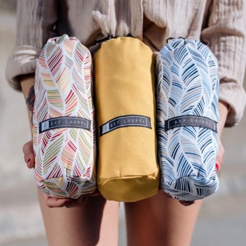 BAY LAUREL Turkish Beach Towel with Travel Bag 39 x 71 Quick Dry Sand Free Lightweight Large Oversized Towels Light (Orange with Yellow Bag) — view 4