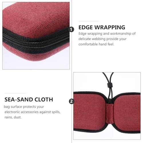USHOBE Pressure-resistant Cable Bag Zipper Pouch for Earphones Data Cable EV Charger Cable, EVA Material, Red, Dust-proof, Shock-absorbing, Travel for Headphones — view 3