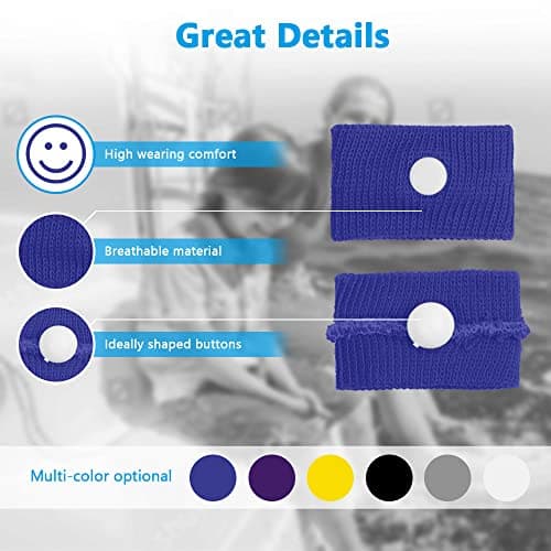 ACWOO Motion Sickness Wristbands, 6 Pairs Natural Sickness Bands for Kids & Adults, Anti-Nausea Wristbands for Car Sea Sickness, Relief Wristbans for Sea Flying Travel (6 Pairs -B) — view 5