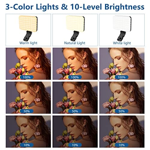 ALTSON 60 LED Portable Selfie Light Video Conference Lighting with Clip and Camera Tripod Adapter, Rechargeable 2200mAh CRI 97+, 3 Lighting Modes for Mobile Phones iPhone Camera Laptop Photo Make-up — view 3