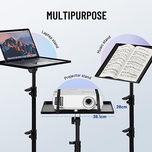 CAHAYA Projector Stand Floor Universal: Removable Stand Adjustable Height For Projectors with Wheels — view 3