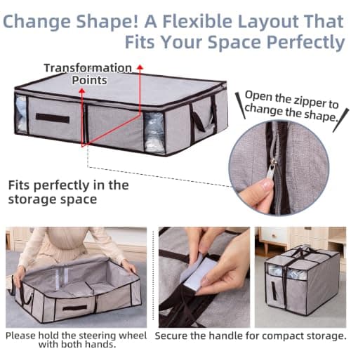 TAILI Vacuum Storage Bags with Box,70x50x18cm 2 in 1 Space Saver,Gray+Brown — view 3