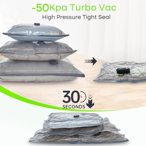 Vacbird Vacuum Storage Bags, Reusable Space Saver Bags with Electric Air Pump, Double Zip and Airtight Valve for Travel, 9 Pack — view 2