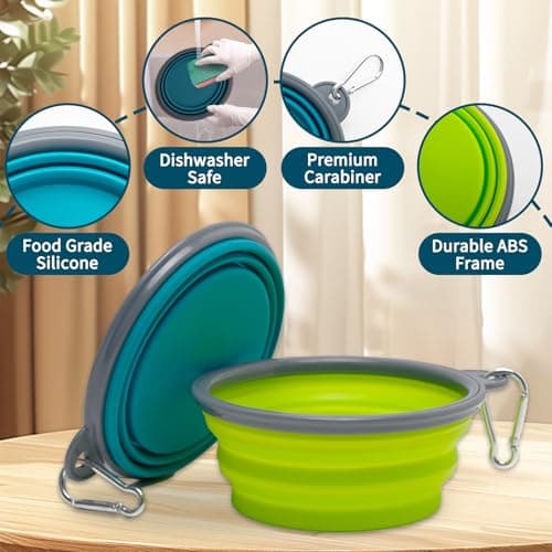 2 Pack Collapsible Dog Bowl, Foldable Dog Travel Bowl Portable Dog Water Bowl Pet Feeding Food Bowl for Camping Hiking Walking 650ml — view 4