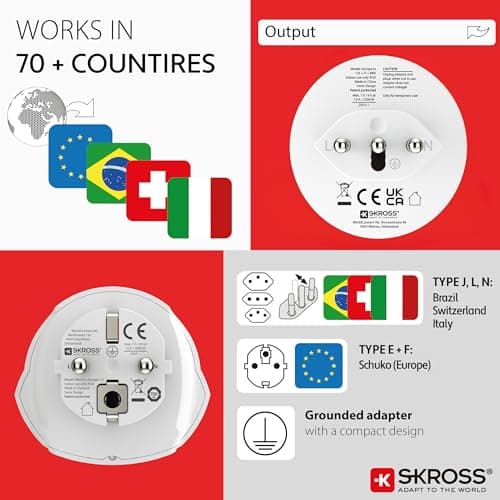 SKROSS Combo World Travel Adapter for Switzerland, Italy & Brazil — view 4
