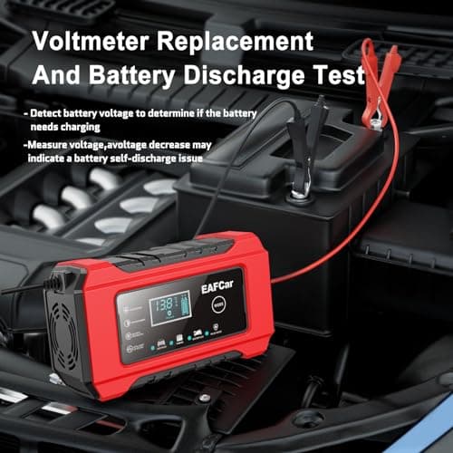 EAFCar 6A Car Battery Charger, 12V Portable Smart Charger, Battery Maintainer, Trickle Charger and Desulfator for Cars Boat Motorcycle Lawn Mower RV ATV SUV Snowmobile — view 2
