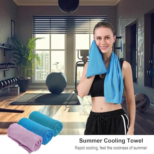 Gym Towels, 3 Pack Cooling Towel Soft Microfiber with Portable Silicone Sleeves, Breathable Instant Towels, Microfiber Soft Quick Dry Gym Towel for Sport Camping Swim Fitness(30 x 90cm, 3 Colors) — view 5