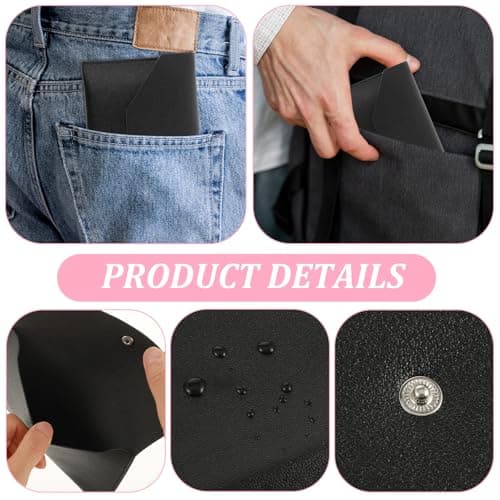 Cash Envelope Wallet, PU Leather Money Envelopes for Cash Waterproof Reusable Money Wallet for Travel Budgeting Wedding Birthday Graduation Holidays（Black） — view 5
