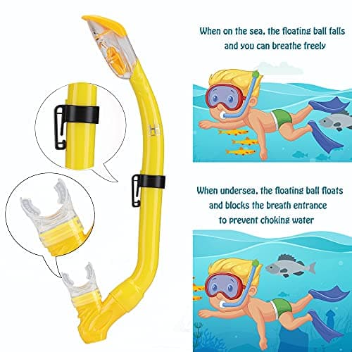 Kids Snorkeling Set with Fins Anti Leak Snorkeling Gear for Kids with Adjustable Flippers, Youth Junior Full Dry Snorkel Set Swimming Goggles with Nose Cover Diving Mask Scuba with Bag, 5-14 Yrs — view 3