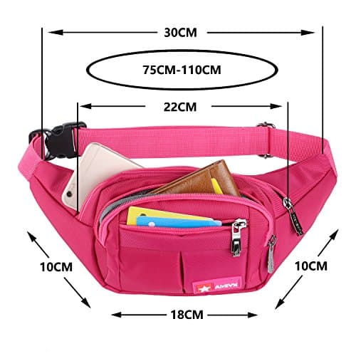 Bumbags and Fanny Packs for Running Hiking Waist Bag Outdoor Sport Hiking Waistpack for Men Women (Rose Red) — view 4