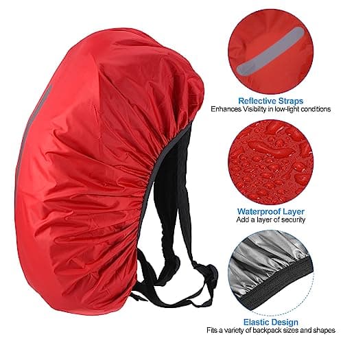 PATIKIL Waterproof Backpack Rain Cover 15-25L XS Red — view 3