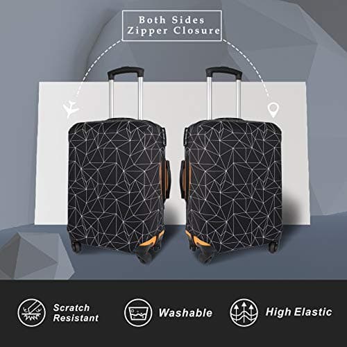 Explore Land Travel Luggage Cover Suitcase Protector Fits 23-26 Inch Luggage (Black Polygonal, M) — view 2