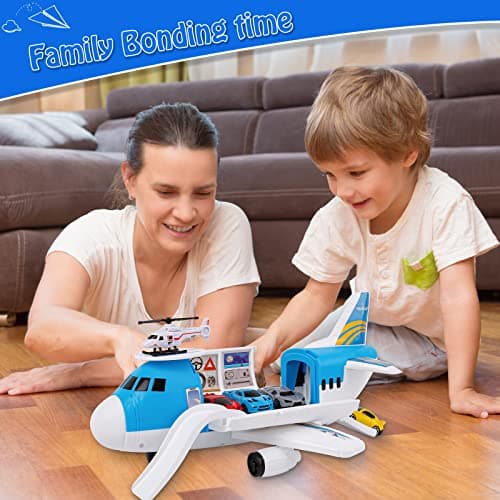Kids Transport Cargo Airplane with Car Toy Plane Playset for Boys Ages 3-5 — view 2