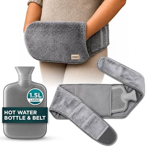 Wearable Hot Water Bottle Belt 1.5L – Period Pain Relief for Cramps, Endometriosis & Back Pain – Wrap Around Heated Belt with Hand Warmer Pocket – Adjustable & Washable