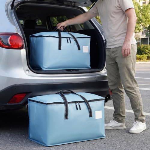 Dntorx 2 Pack 90L Moving Bags,Waterproof Moving Boxes with Zips,Light Blue — view 2