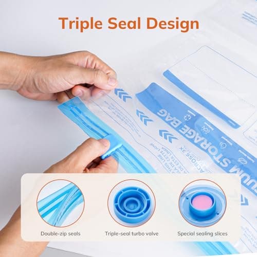 Vacuum Compression Storage Bags for Clothes - 6 Pack Reusable Space Saver Bags with Wired Electric Air Pump for travel (3 Jumbo + 3 Large) — view 6