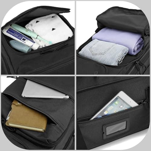 TAIHOYIN Large Foldable Duffle Bag with Wheels 85-100L Expandable Wheeled Holdall Extra Large Travel Rolling Duffel Bags for Men Women Collapsible Big Soft Luggage Camping, Black — view 3