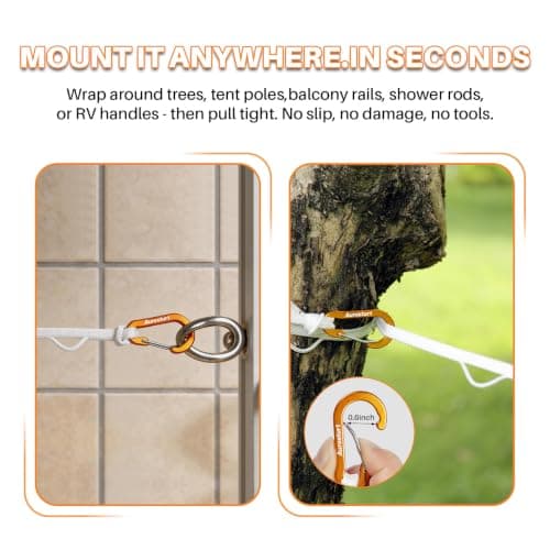 Portable Clothesline for Travel, Windproof Clothing line with Hang Hole, Outdoor & Indoor Laundry Drying with Clothes Clips Camping Accessories — view 6
