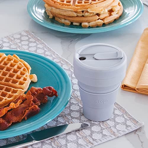 STOJO Collapsible Travel Cup with Straw - Cashmere, 8oz / 250 ml - Reusable to-Go Pocket Size Silicone Bottle for Hot and Cold Drinks - Perfect for Camping and Hiking - Microwave & Dishwasher Safe — view 5