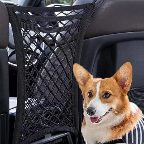 Car Dog Guard Pet Barrier Dog Car Net Barrier with Auto Safety Mesh Organizer Stretchable Storage Bag Universal for Cars, SUVs,3 Layer Pet Dogs Car Driving Accessories Safety Travel — view 4