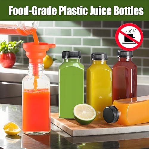 Kiswleon 20 Pack Plastic Juice Bottles With Lids, Brush, Funnel & Stickers — view 3