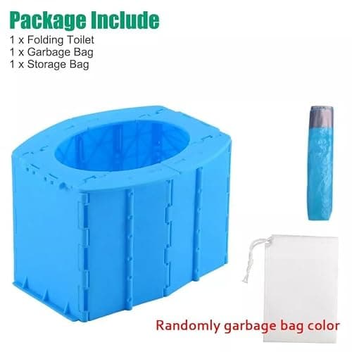 Outdoor Travel Folding Toilet Portable Mobile Seat Camping Hiking (Pink Toilet with 10 Trash Bag, 350g) — view 3