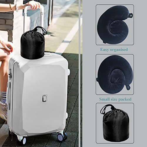 NavoX Travel Pillow Memory Foam Neck Pillow Neck Support Pillow Sleep Mask/Earplug/Pouch, Compact & Lightweight Quick Pack for Camping, Office,Flights(black) — view 4
