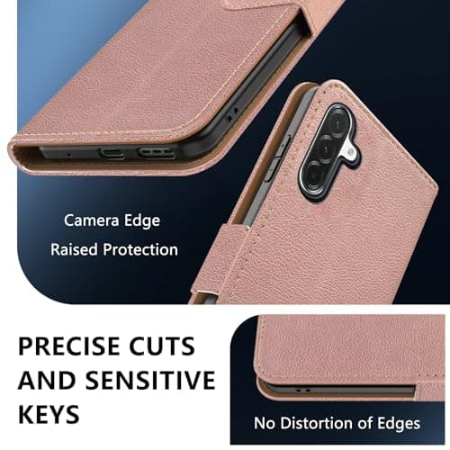 AUUYYA Phone Case for Samsung Galaxy A37 5G, PU Leather RFID Blocking Flip Wallet Cover with Card Slots Kickstand Magnetic Closure, Shockproof Phone Wallet Case Samsung A37 for Girls Women, Rose Gold — view 6