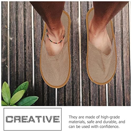 Zerodeko 6 Pairs Foldable Slippers Cotton Linen Guest Slippers Khaki — view 3