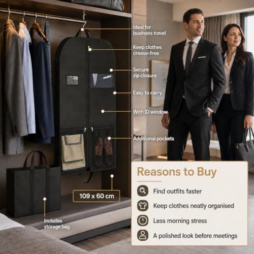 Black Garment Bag for Business Traveler; Business Weekender Suit Carriers — view 6