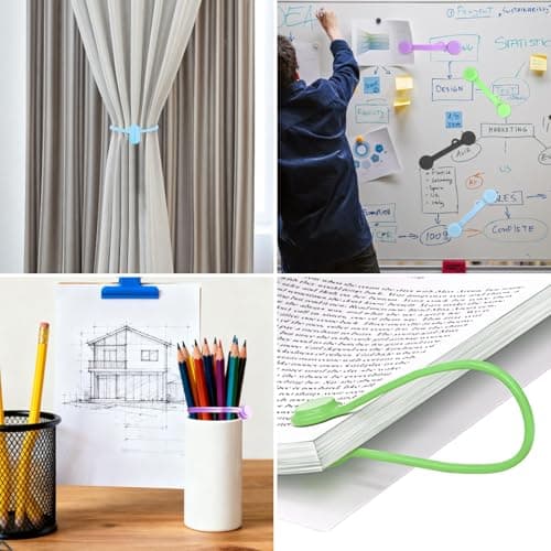 HUANYO Magnetic Cable Organizers - 2 Sizes Combo (4pcs 4.3" + 4pcs 7.5") - Reusable Silicone Wire Management Ties for Cable Bundling, Office Home Travel, Assorted Colors, 8-Pack — view 6