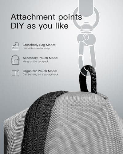 Inateck Portable Cable Organiser Bag, Splash-Resistant Travel Accessory Electronics Bag for Essentials, for Charger, Power Banks, Hubs, S, Grey — view 6