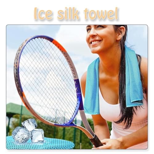 XcnPer Cooling Towels, 4 Pack Soft Breathable Cool Towels for Neck, Quick Dry Gym Towel, Ice Towels for Work Out Sports Travel, Orange/Light Blue/Rose Red/Light Grey — view 6