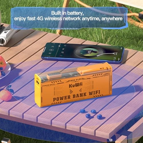 KuWFi Portable Travel WiFi Hotspot Router - 150Mbps Mobile Hotspot With 8000mAh Battery, DC/USB Powered, Unlocked Nano SIM Card for Caravan, House Garden, Business Trip — view 4
