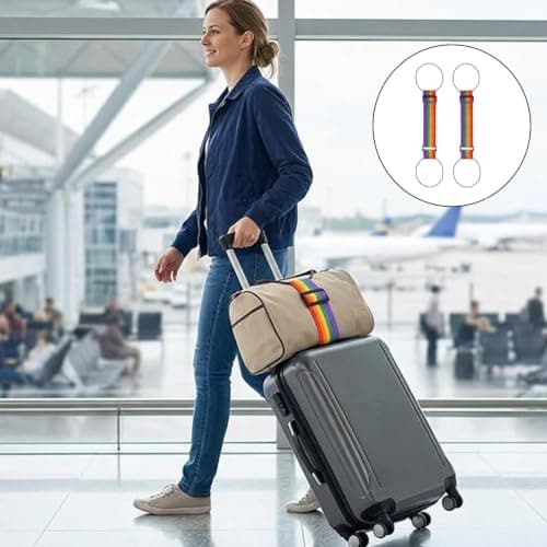 5 PCS Luggage Connector Straps for Suitcases, Luggage Connector Straps,Secure Bag Attachment for Rolling Luggage, Travel Organisation Solution, Set of 5 Straps in 3 Black and 2 Colourful Options with — view 5