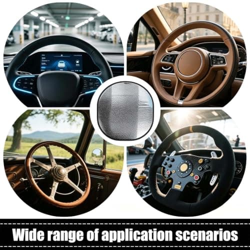 Car Steering Wheel Sun Shade Cover, Steering Wheel Covers for Heat | Folding Sunshade Wrap,Round Heat Reflective Shield For Summer Automotive SUV RV Truck Travel Camping — view 3
