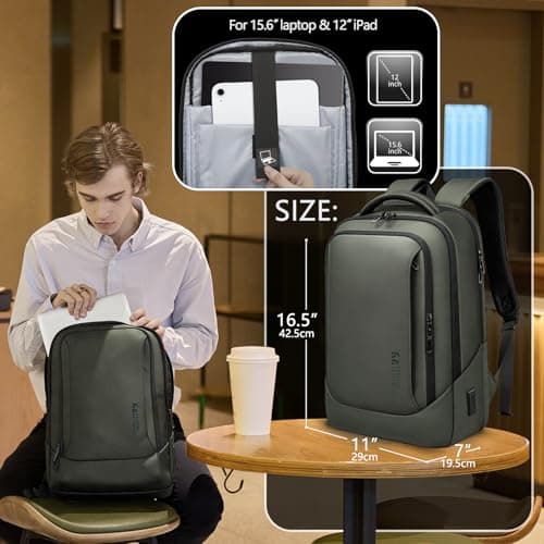 HEROIC KNIGHT Laptop Backpack for Men, 15.6 Inch Business Rucksack-Green — view 2