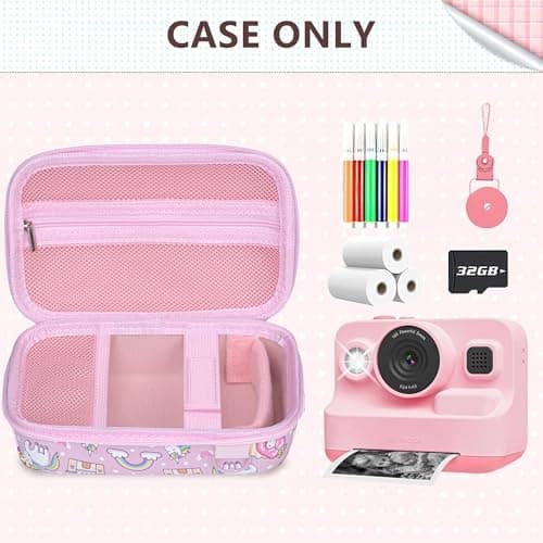 Leayjeen Kids Instant Print Camera Case Compatible with HiMont/Manttely/CAMCLID/GREENKINDER/Gofunly/Hangrui,Christmas Birthday Gift for Boys and Girls(Case Only) Pink Unicorn — view 3