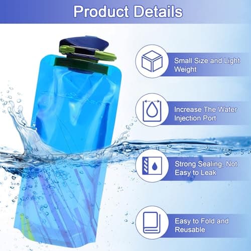 WEDAMOO 4 Pcs Collapsible Foldable 600ml Water Bottles — view 5